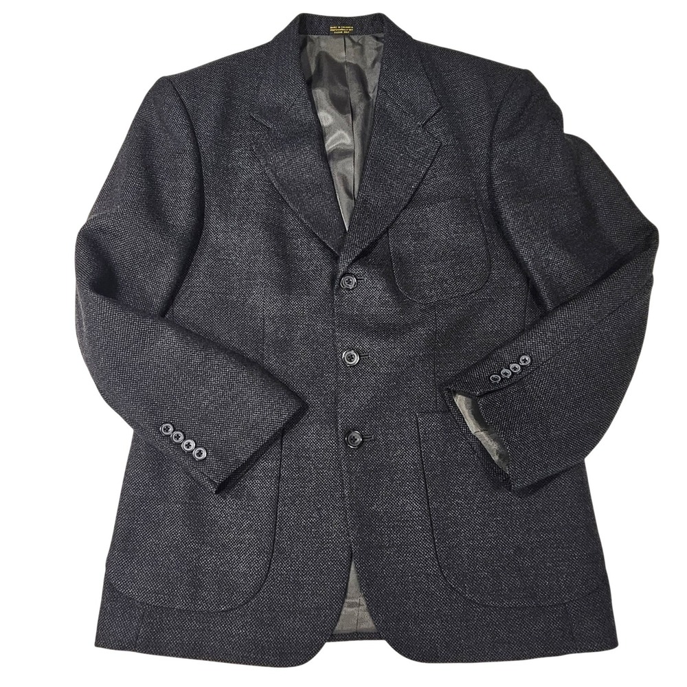 Oscar deβ la Renta Mens 38S Wool Blazer Charcoal Grey Textured Sport Coat 5071